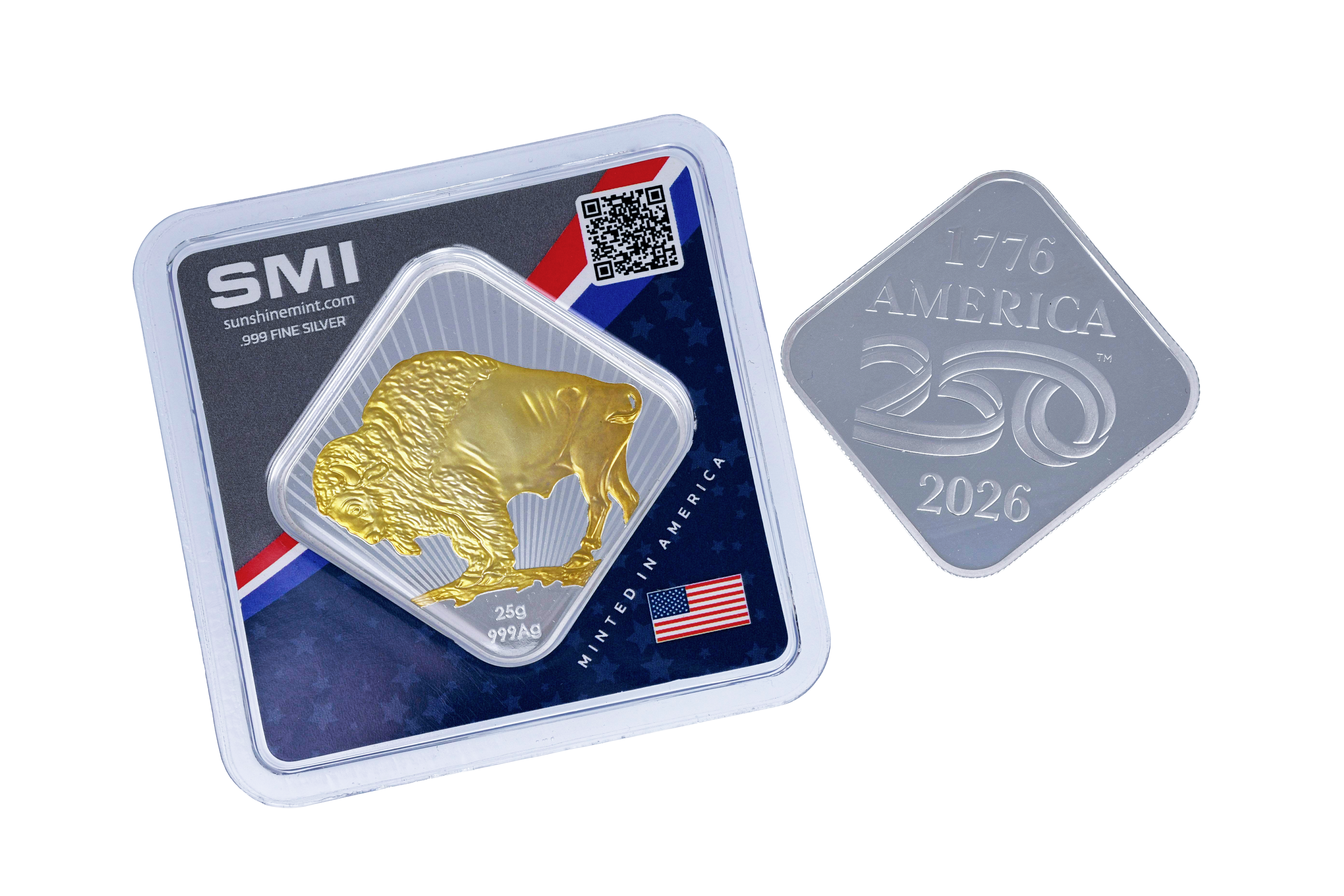 25g .999 Gold-Plated Silver Buffalo